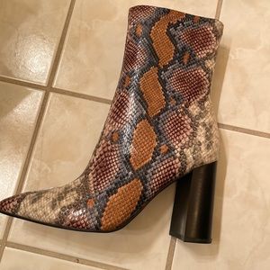 Faux multi color snakeskin boots